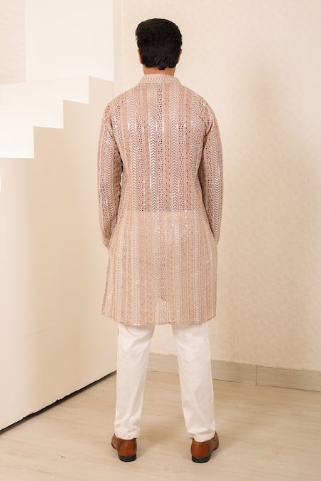 Menero Cutwork Sequin Embroidered Kurta & Pant Set 