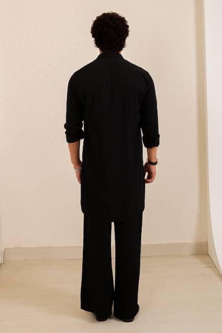 Menero Self Georgette Short Kurta & Wide Pants 