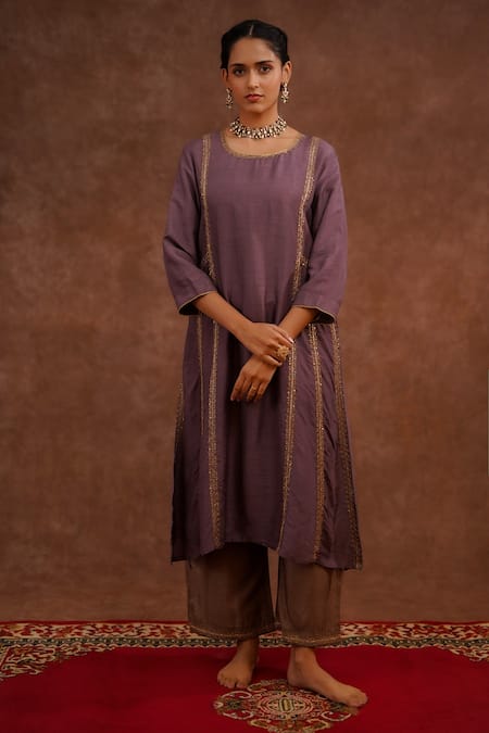 World of Sugandh Hand Embroidered Dupion Silk Kurta & Pant Set 