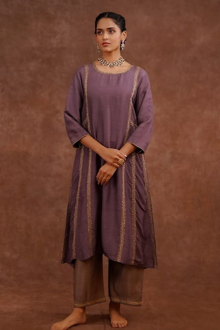 World of Sugandh Hand Embroidered Dupion Silk Kurta & Pant Set 