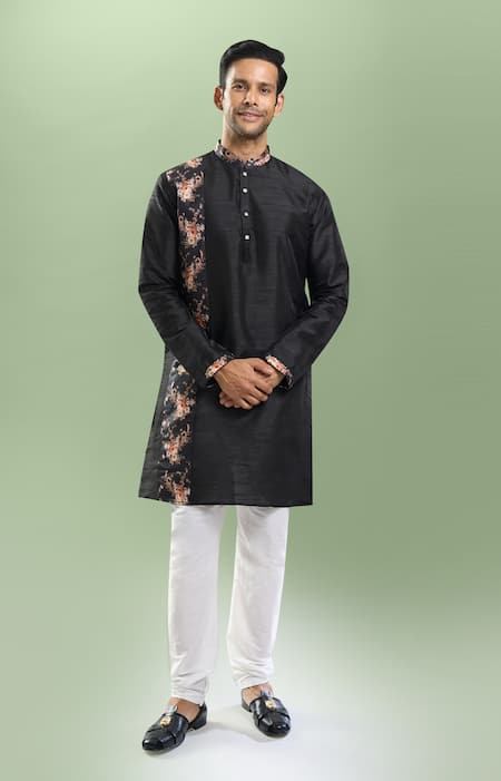 Arihant Rai Sinha Printed Patta Silk Blend Kurta & Churidar Set 