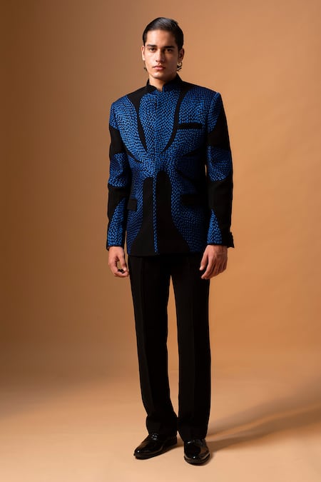 Vivek Patel Scarr Machine Embroidered Bandhgala & Trouser Set 