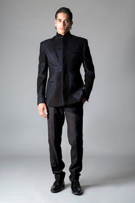 Vivek Patel Silva Floral Embroidered Bandhgala & Trouser Set 