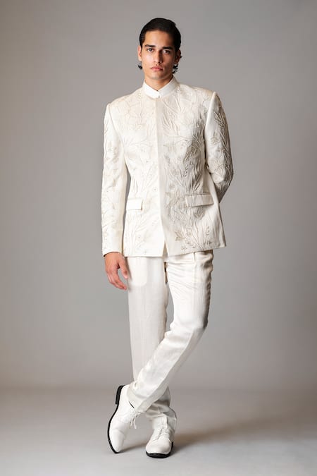 Vivek Patel Albar Floral Embroidered Bandhgala & Trouser Set 