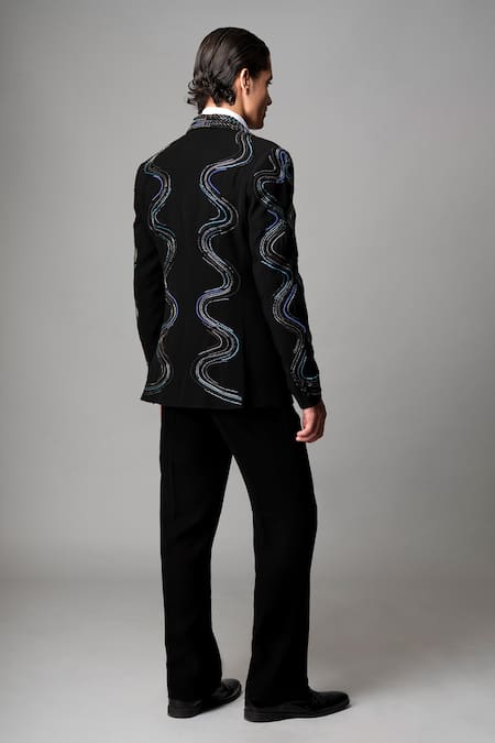 Vivek Patel Marko Wavy Hand Embroidered Blazer & Trouser Set 