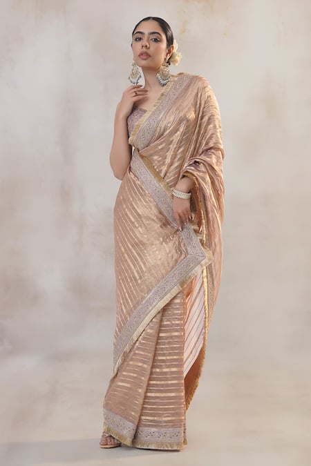 RICHA AHLUWALIA Banarasi Stripe Tissue Saree & Blouse 