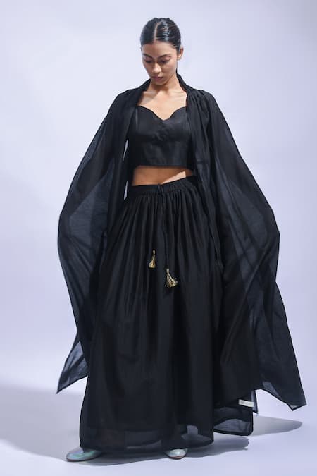 JAYATI GOENKA Noir Rhythm Chanderi Silk Skirt Set 