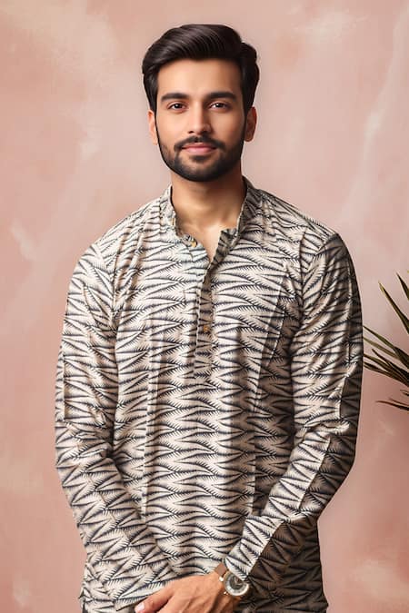 Arihant Rai Sinha Printed Blended Linen Short Kurta 
