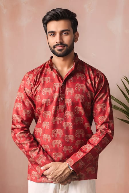 Arihant Rai Sinha Printed Elephant Motif Short Kurta 