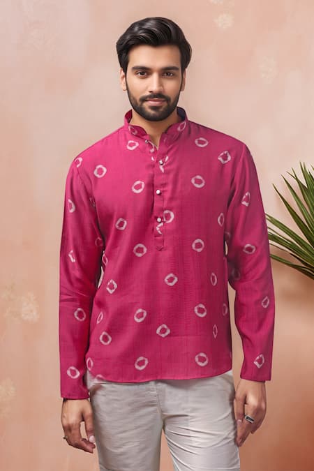 Arihant Rai Sinha Printed Band Collar Short Kurta 