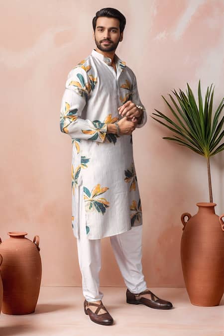 Arihant Rai Sinha Gray Viscose, Silk Floral Motif Kurta And Salwar Set Online at Aza Fashions Arihant Rai Sinha_Gray Viscose, Silk Floral Motif Kurta And Salwar Set _Online_at_Aza_Fashions