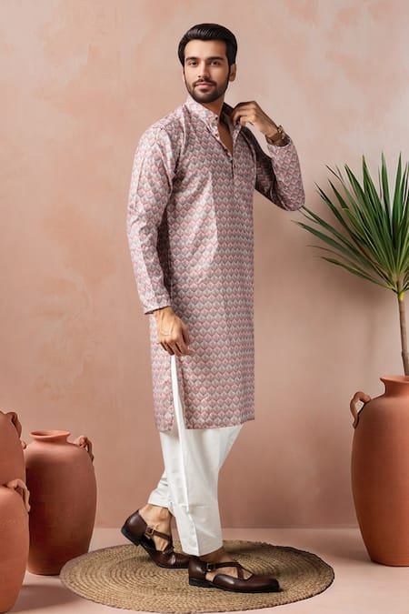 Arihant Rai Sinha Pink Cotton, Silk Printed Kurta And Salwar Set Online at Aza Fashions Arihant Rai Sinha_Pink Cotton, Silk Printed Kurta And Salwar Set _Online_at_Aza_Fashions
