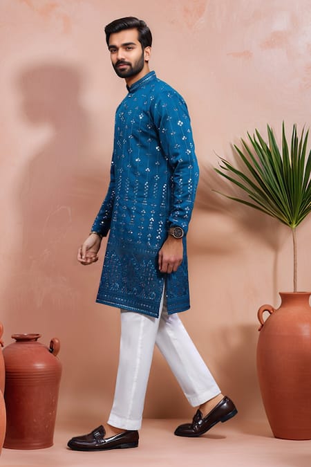 Arihant Rai Sinha Off White Viscose, Silk Embroidery, Mirrors Kurta And Pant Set Online at Aza Fashions Arihant Rai Sinha_Off White Viscose, Silk Embroidery, Mirrors Kurta And Pant Set _Online_at_Aza_Fashions