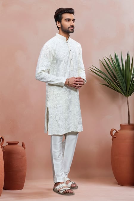 Buy Arihant Rai Sinha Cream Viscose, Silk Embroidery, Mirrors Kurta Set Online at Aza Fashions Buy_Arihant Rai Sinha_Cream Viscose, Silk Embroidery, Mirrors Kurta Set _Online_at_Aza_Fashions