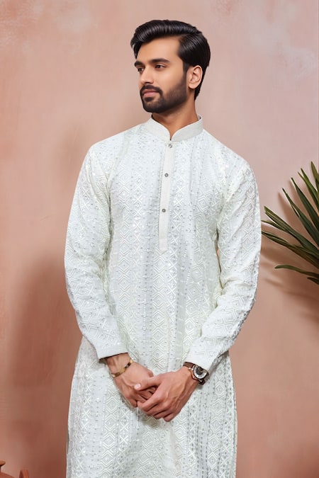 Shop Arihant Rai Sinha Cream Viscose, Silk Embroidery, Mirrors Kurta Set Online at Aza Fashions Shop_Arihant Rai Sinha_Cream Viscose, Silk Embroidery, Mirrors Kurta Set _Online_at_Aza_Fashions