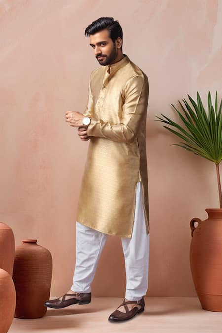 Buy Arihant Rai Sinha Gold Jacquard, Silk Woven Kurta With Salwar Online at Aza Fashions Buy_Arihant Rai Sinha_Gold Jacquard, Silk Woven Kurta With Salwar _Online_at_Aza_Fashions