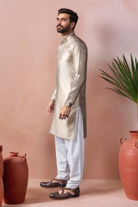 Arihant Rai Sinha_Silver Jacquard Woven Kurta With Salwar _Online_at_Aza_Fashions