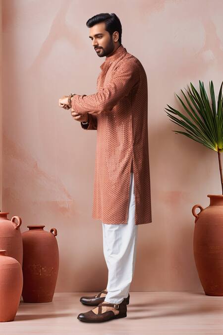 Buy_Arihant Rai Sinha_Orange Rayon, Silk Embroidery Thread Kurta And Salwar Set _Online_at_Aza_Fashions