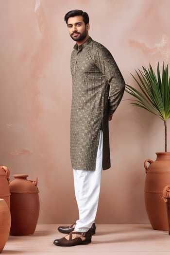 Arihant Rai Sinha Green Rayon, Silk Embroidery Geometric Kurta And Salwar Set Online at Aza Fashions Arihant Rai Sinha_Green Rayon, Silk Embroidery Geometric Kurta And Salwar Set _Online_at_Aza_Fashions
