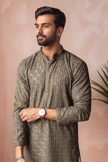 Buy Arihant Rai Sinha Green Rayon, Silk Embroidery Geometric Kurta And Salwar Set Online at Aza Fashions Buy_Arihant Rai Sinha_Green Rayon, Silk Embroidery Geometric Kurta And Salwar Set _Online_at_Aza_Fashions