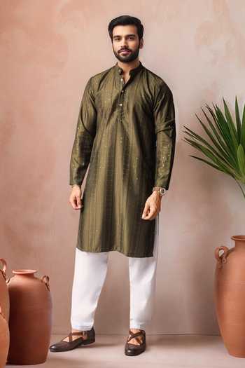 Arihant Rai Sinha Striped Embroidered Kurta & Salwar Set 