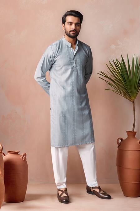 Buy_Arihant Rai Sinha_Sky Blue Rayon, Silk Embroidery Thread Kurta And Salwar Set _Online_at_Aza_Fashions