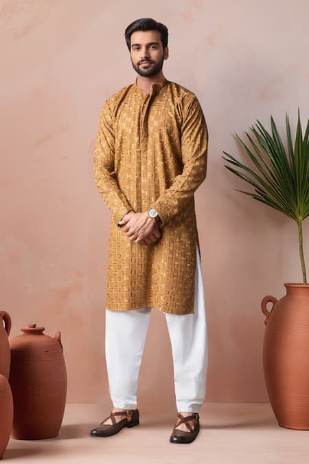 Arihant Rai Sinha Geometric Thread Embroidered Kurta & Salwar Set 
