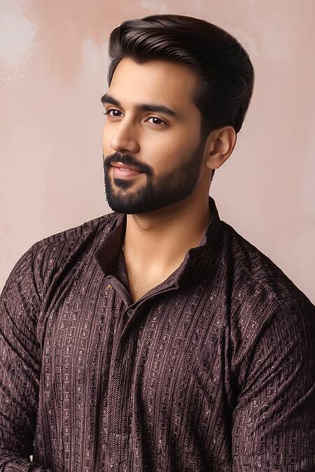 Arihant Rai Sinha_Brown Rayon, Silk Embroidery Thread Kurta And Salwar Set _Online_at_Aza_Fashions