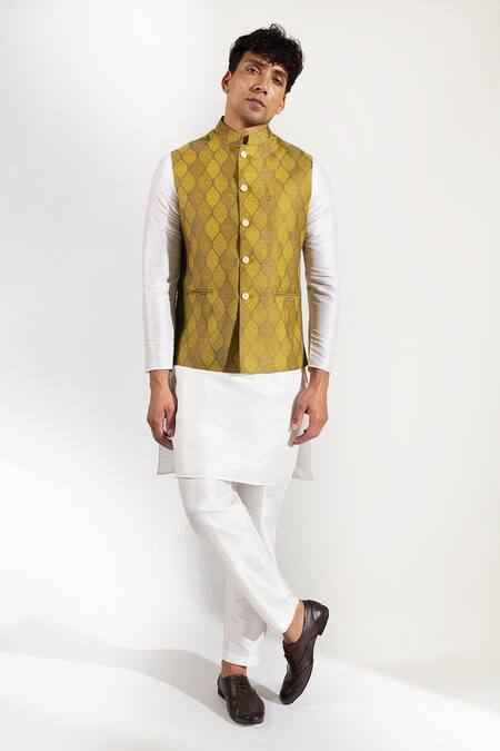 Rng Safawala_Green Cotton Block Print Bundi  _Online_at_Aza_Fashions