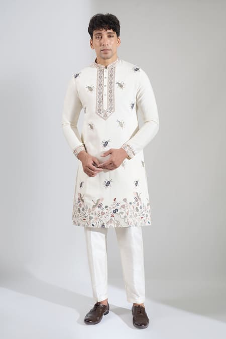 Rng Safawala Resham Embroidered Motif Kurta & Pant Set