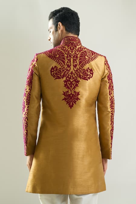 Rng Safawala Thread Embroidered Achkan & Pant Set 