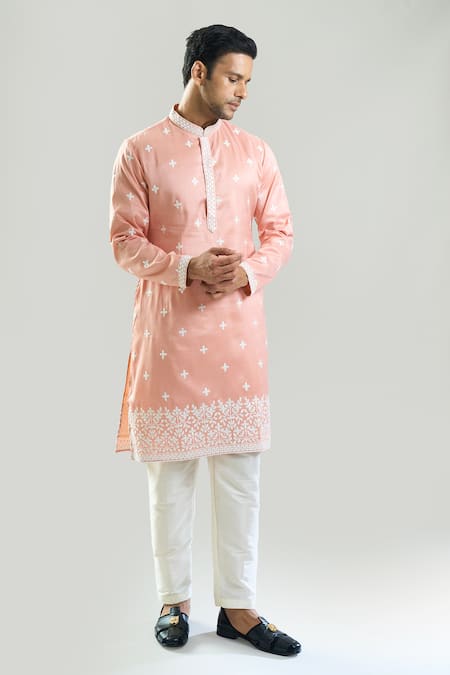 Rng Safawala Resham & Mirror Embroidered Kurta & Pant Set 
