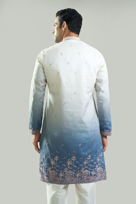 Rng Safawala Ombre Resham & Sequins Embroidered Kurta Set