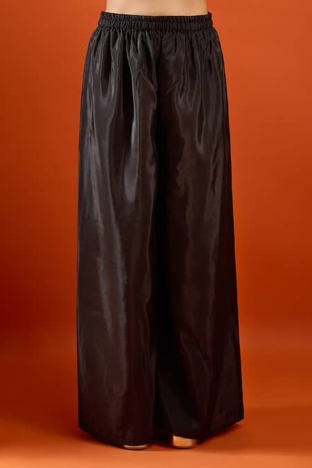 Shop_Samyukta Singhania_Black Crepe Embroidery, Sequins V-neck Kurta Sharara Set _Online_at_Aza_Fashions