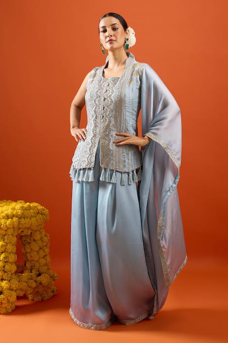 Samyukta Singhania Embroidered Sleeveless Kurta Sharara Set 