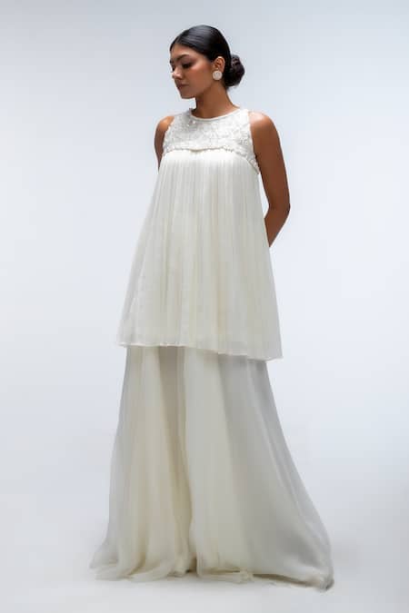 Mirroir Embellished Peplum Kurta & Sharara Set 