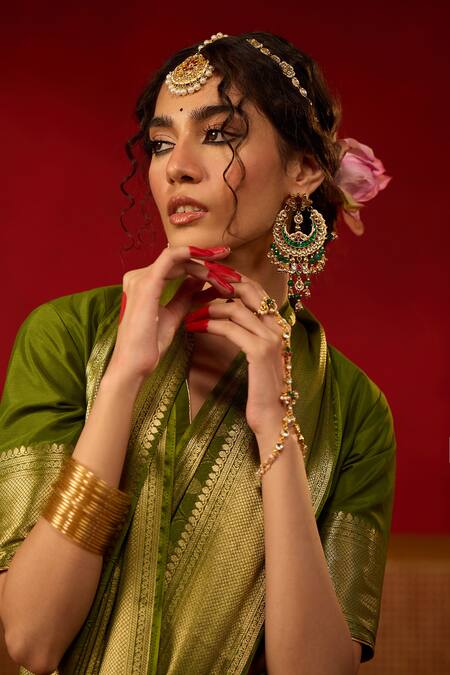 MAISARA JEWELRY_Multi Color Diamonds, Pearls, Stones Onyx Embellished Chandbalis _Online_at_Aza_Fashions