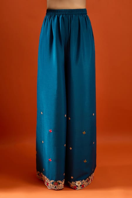 Samyukta Singhania Green Chinon Embroidery, Sequins V-neck Kurta Sharara Set at Aza Fashions Samyukta Singhania_Green Chinon Embroidery, Sequins V-neck Kurta Sharara Set _at_Aza_Fashions