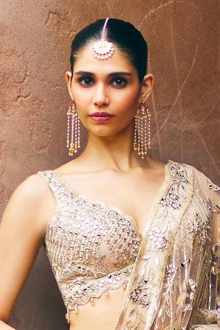 MAISARA JEWELRY Anjushree Pearl Jaal Embellished Earrings 