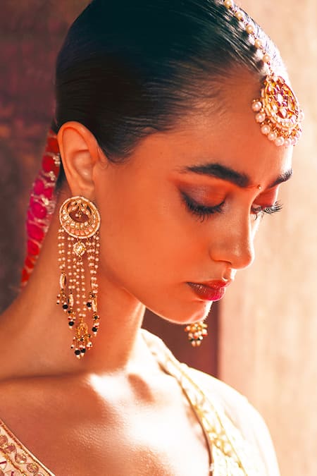 Maisara Jewelry Mayil Kundan Embellished Earrings 