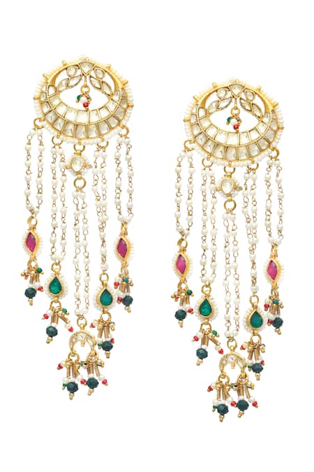 Maisara Jewelry Mayil Kundan Embellished Earrings 