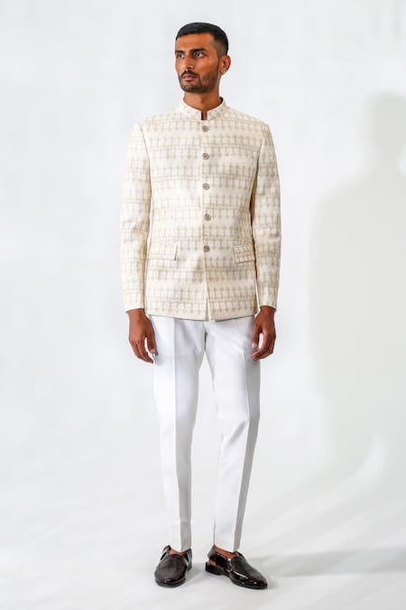 Chatenya Mittal Geometric Pattern Bandhgala & Pant Set 