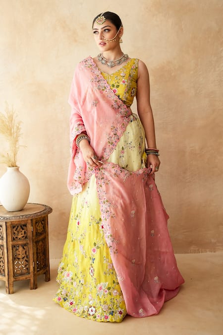 Gulabo Jaipur Aishwarya Pista Embroidered Lehenga Set 