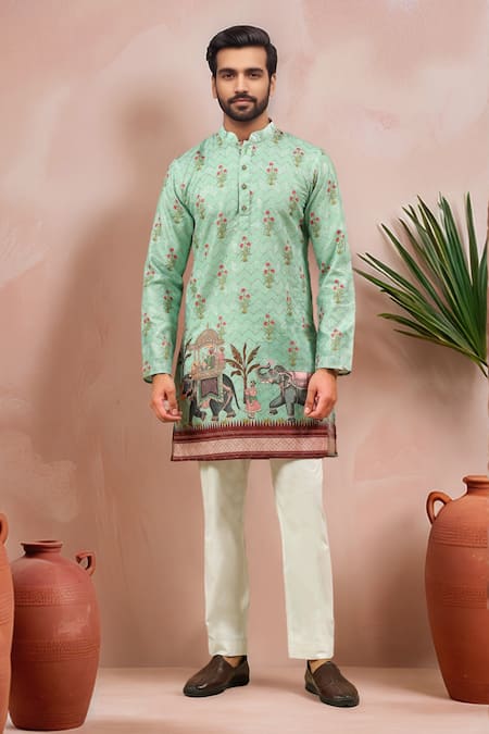 Arihant Rai Sinha Digital Printed Elephant Motif Kurta & Pant Set 