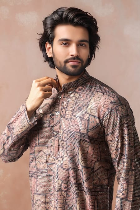 Buy Arihant Rai Sinha Brown Viscose Embroidery Printed And Kurta Salwar Set Online at Aza Fashions Buy_Arihant Rai Sinha_Brown Viscose Embroidery Printed And Kurta Salwar Set _Online_at_Aza_Fashions