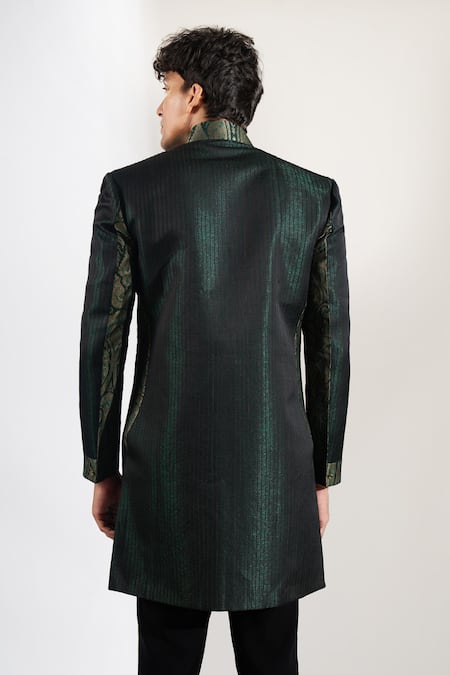 Rng Safawala Textured Achkan & Dupion Silk Pant Set