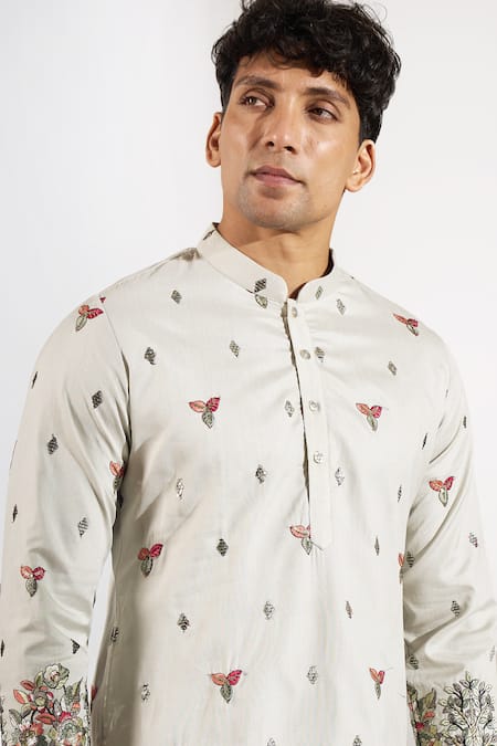 Shop_Rng Safawala_Green Silk, Dupion Embroidery, Sequins Resham And Kurta Set _Online_at_Aza_Fashions