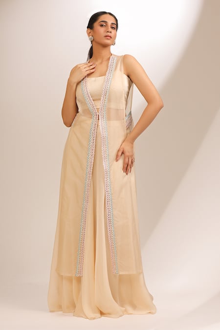 Laxmishriali Clementine Sheer Jacket & Skirt Set 