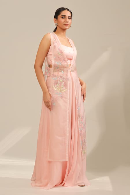 Laxmishriali Camelia Sheer Jacket Skirt Set 