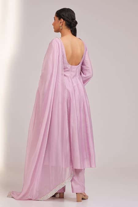 Laxmishriali Lavender Chanderi Anarkali Set 